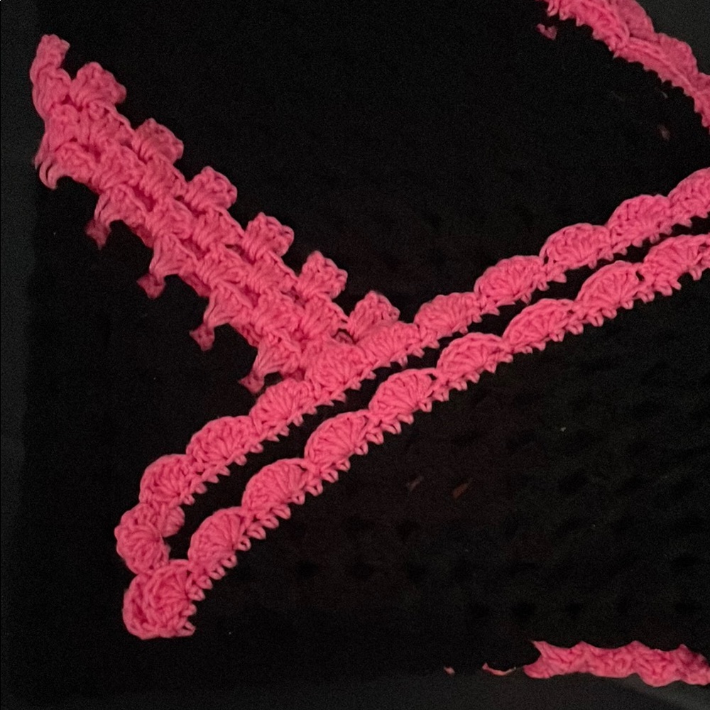 Black and Pink Crochet Blanket